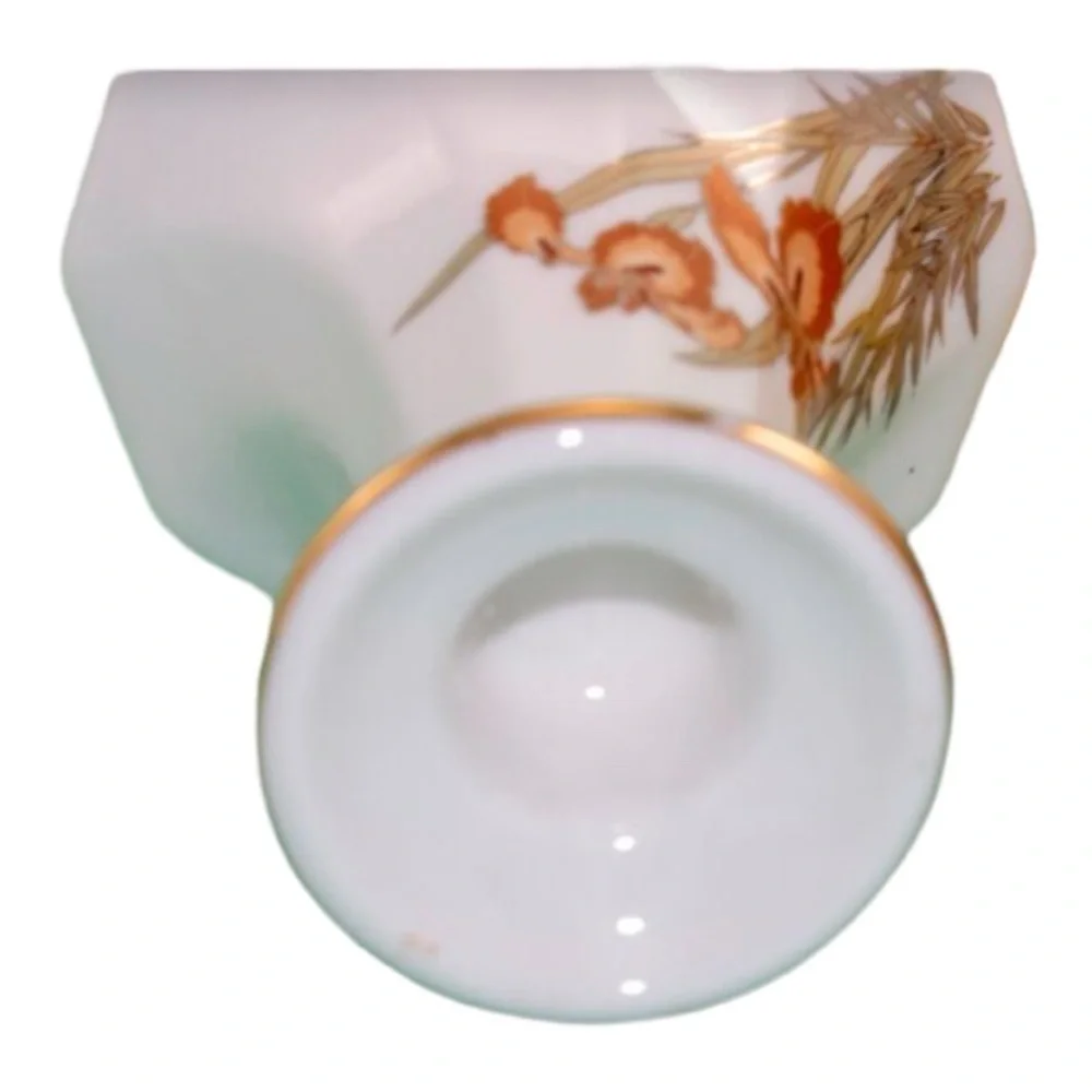 Porcelain White Candlesticks With Peach and Rust Iris flowers And Gilding. Set 2